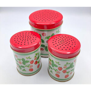 VINTAGE 70/80's Strawberry Shaker Tin Set Of 3